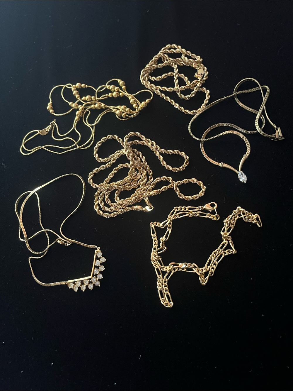 Avon Vintage Lot of Six (6) Gold Tone Necklaces
